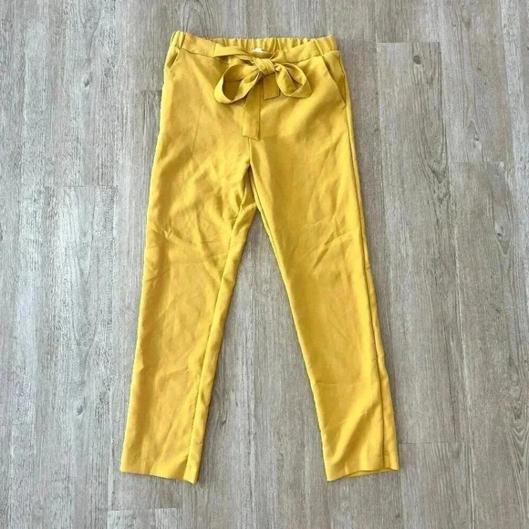 Womens Have Yellow Tie Front Pants - L - Picture 1 of 10
